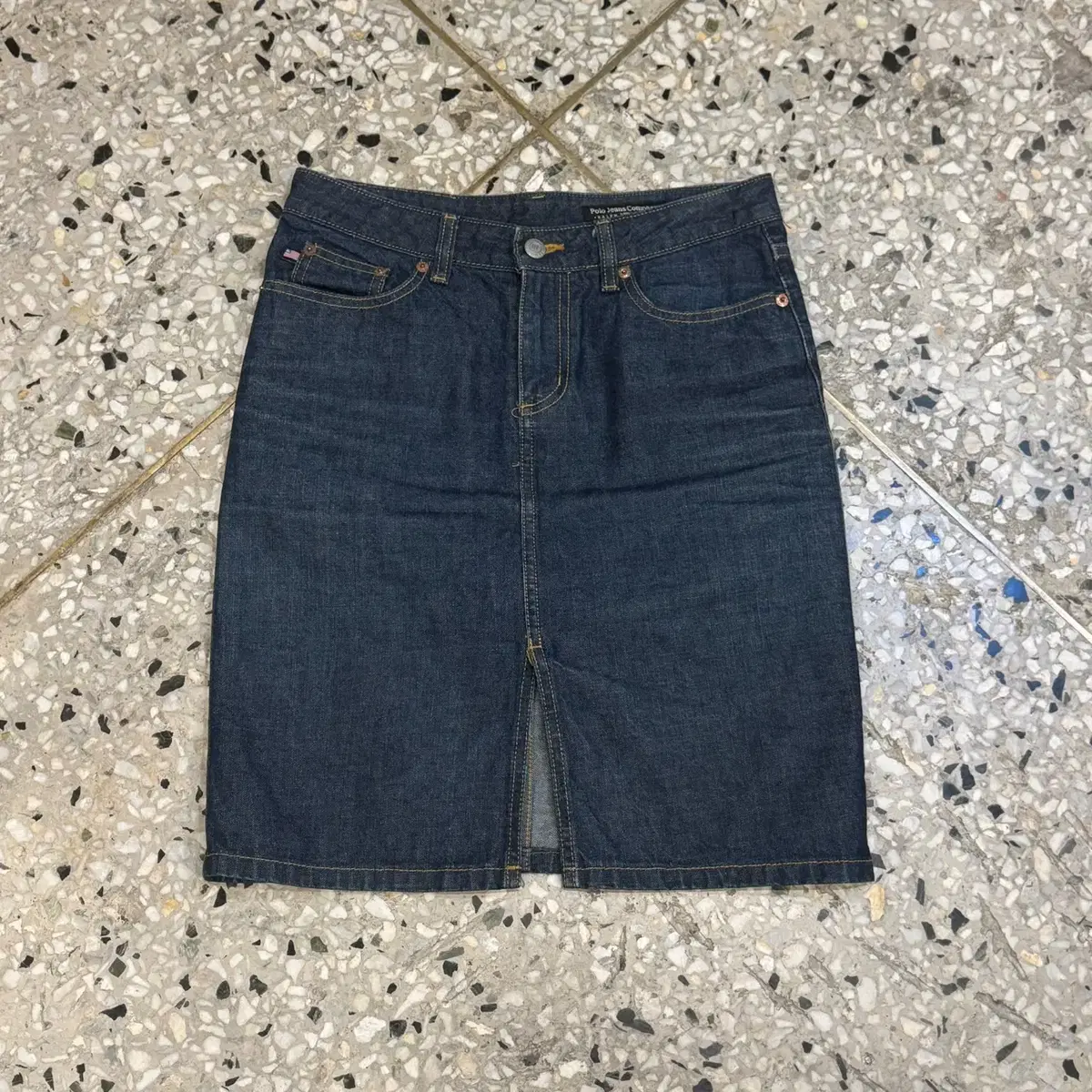 POLO jeans 폴로 진스 스티치 생지 트임 데님 스커트