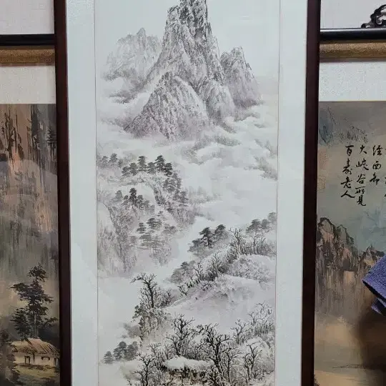 백산 배종록 화백 작품 백산경 산수화 동양화 설경 액자 그림