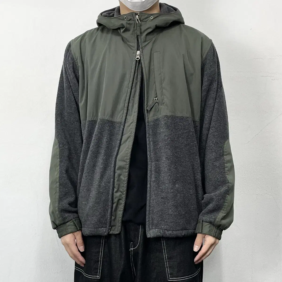 Stussy 00s Sideways Logo Two-Way Fleece Hooded Jacket