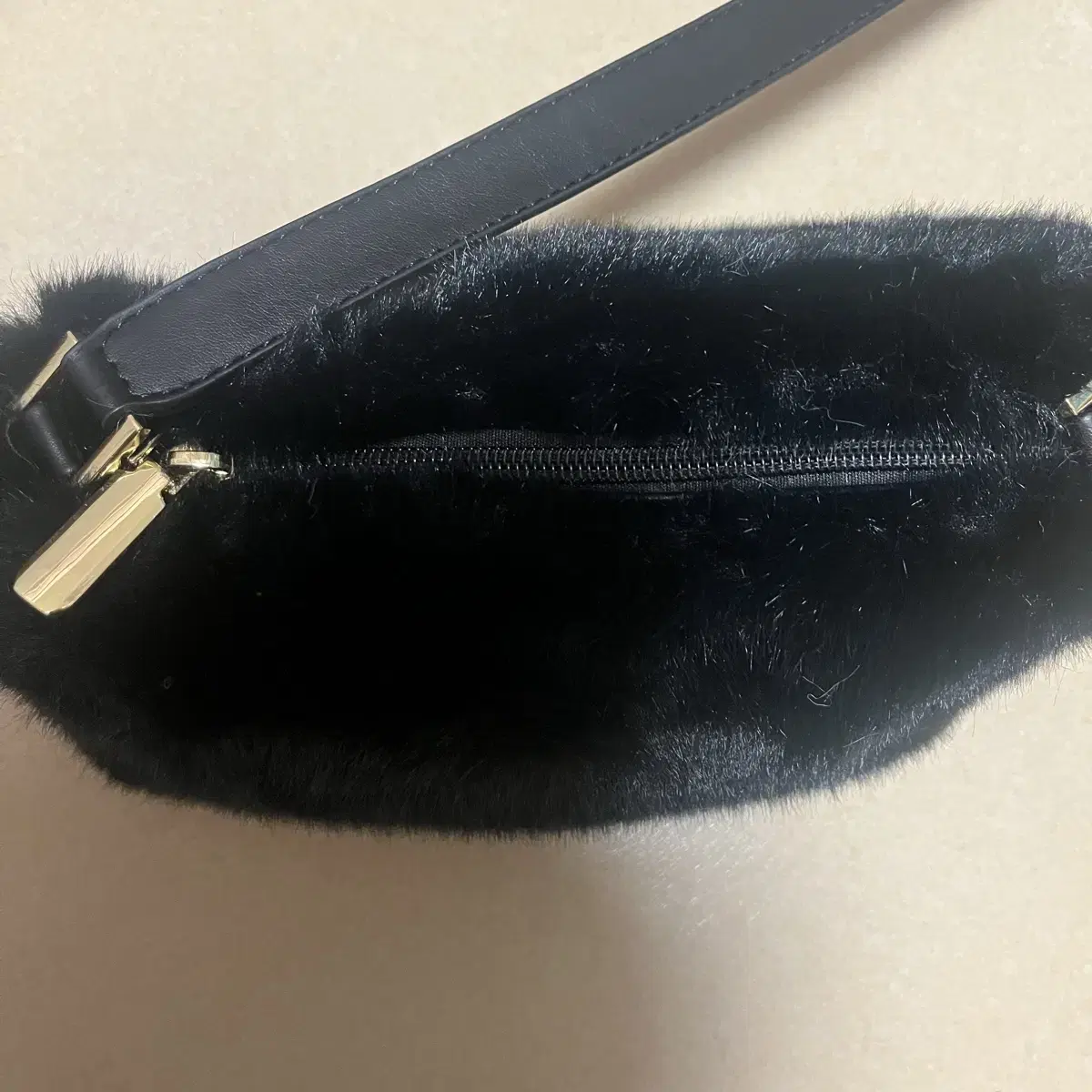 Black fur handbag