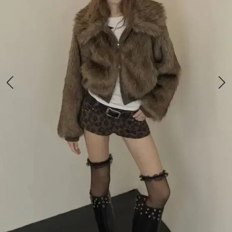 셋업이엑스이 퍼자켓 FUR SHORT JACKET / BEIGE