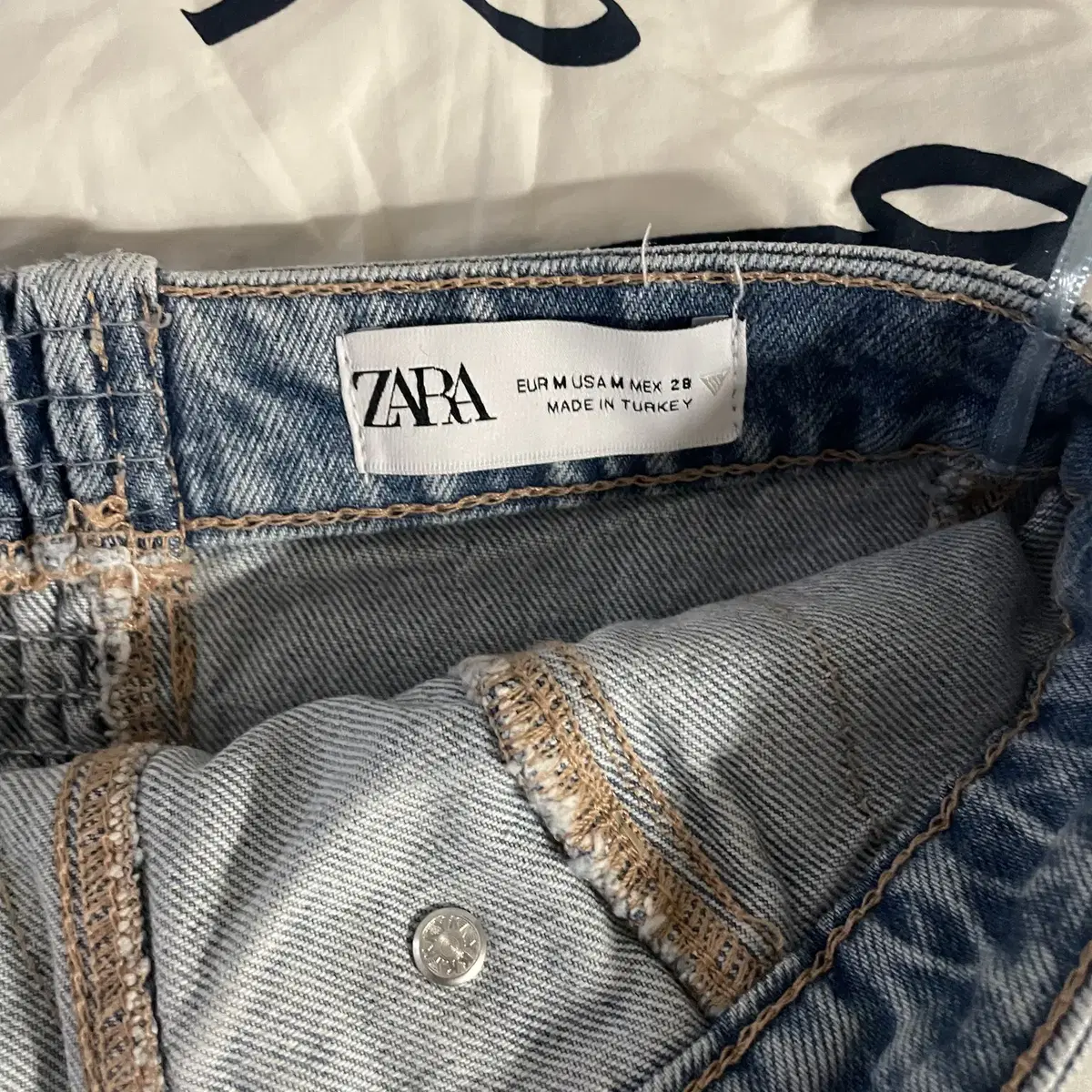 ZARA 자라 데님 크롭 탑