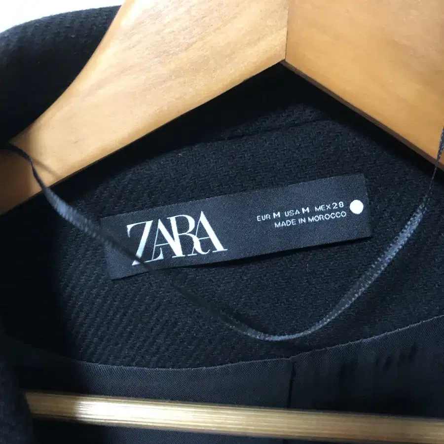 Zara 자라 울 블렌드 매니시 롱 코트 블랙 만테코 m