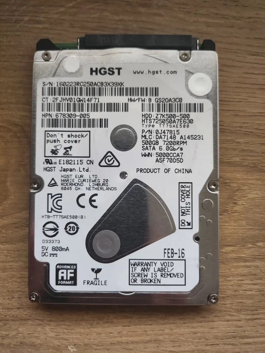 (HGST) Travelstar Z7K500 / 500GB / 노트북용