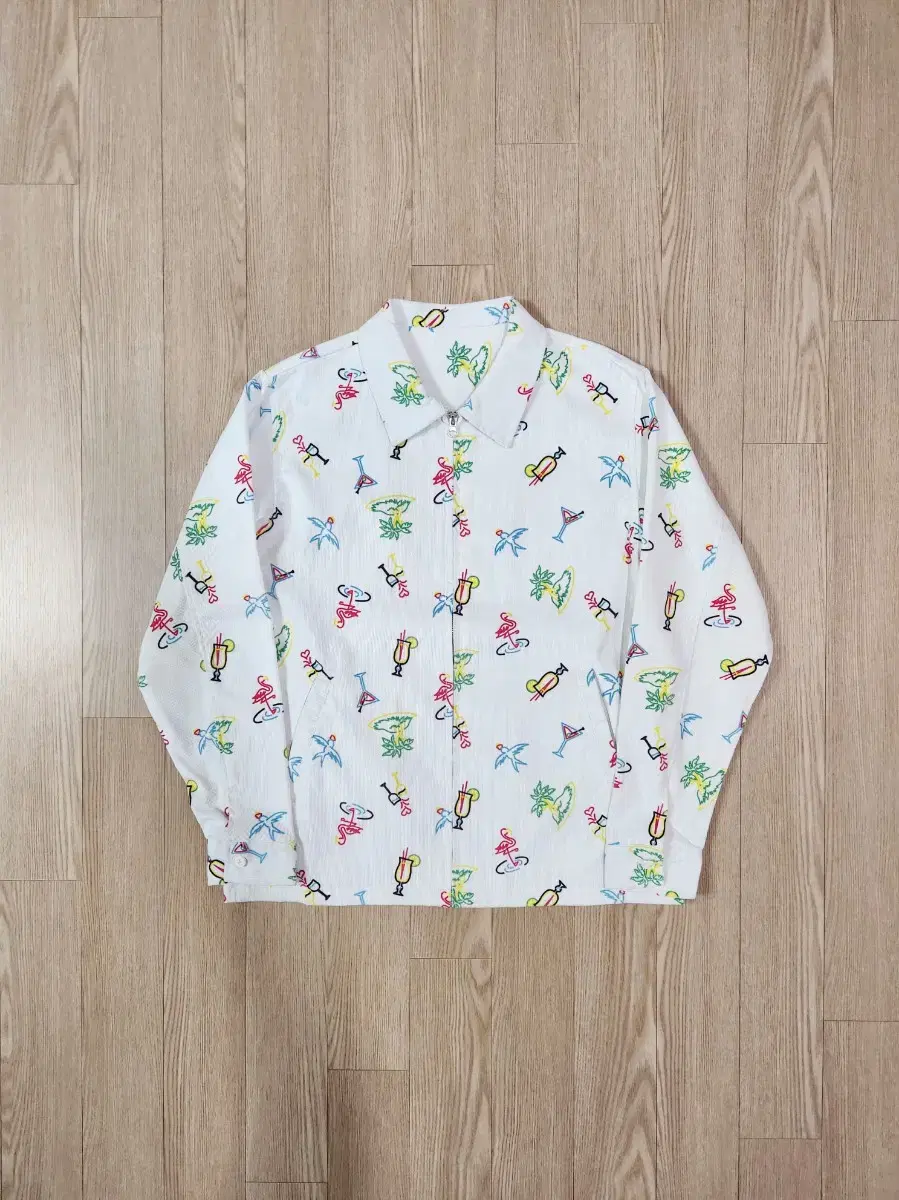 Pop Art White Corduroy Zip-up Jacket