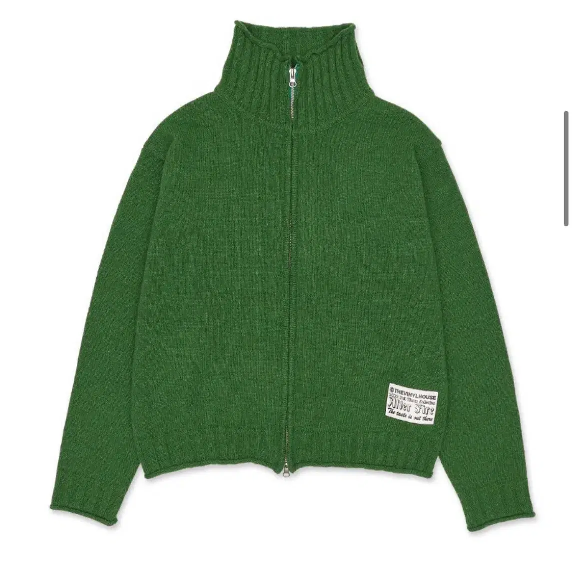 더바이닐하우스 wool zip up cardigan green