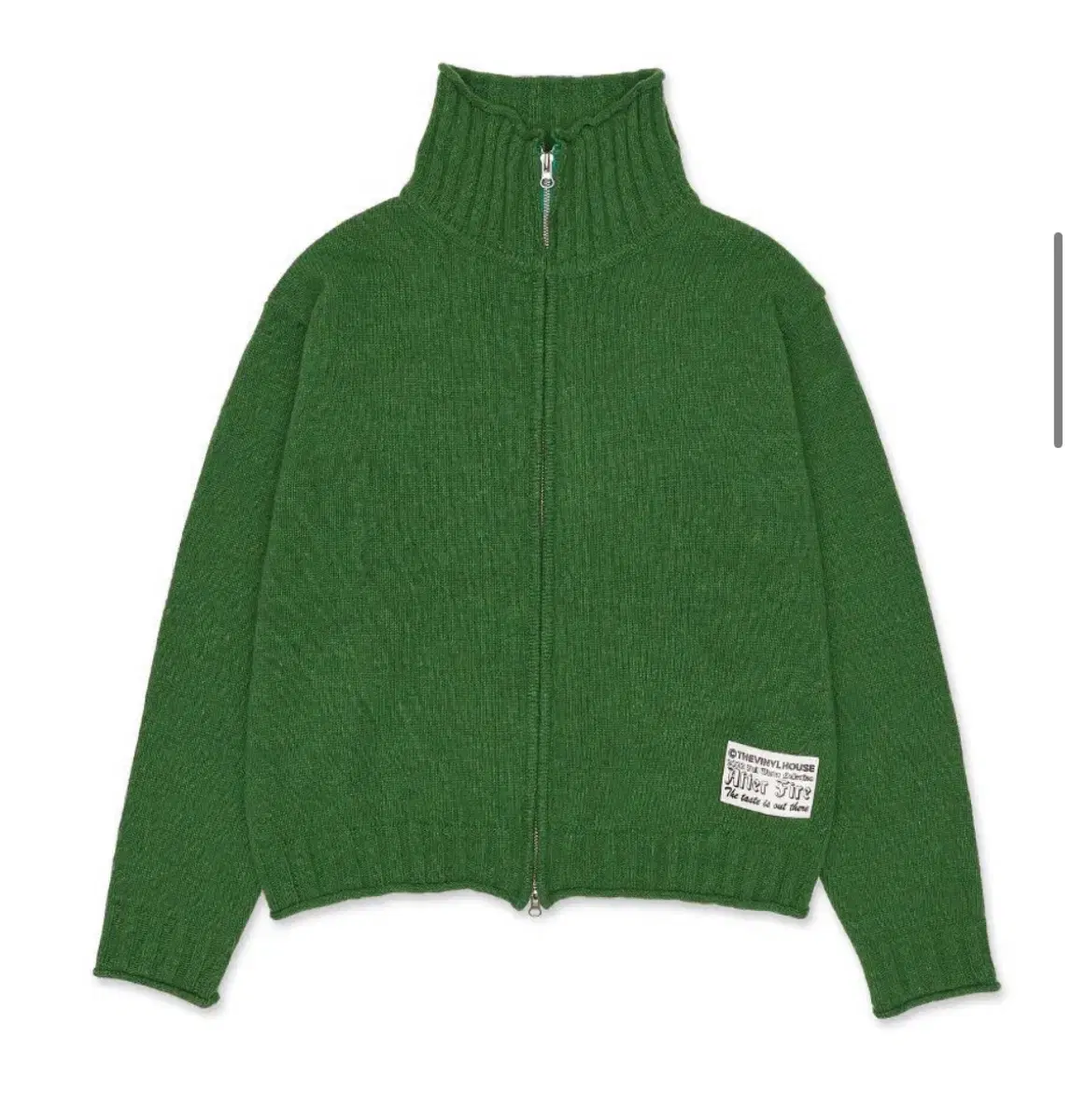 더바이닐하우스 wool zip up cardigan green