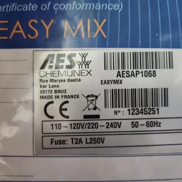 AES Chemunex AESAP1068 EasyMIX 패들블렌더