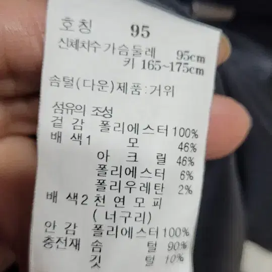 해지스티95호 구스패딩95~100호