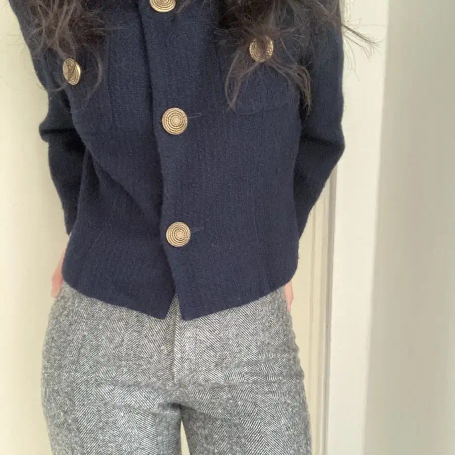 vintage golden button tweed jacket