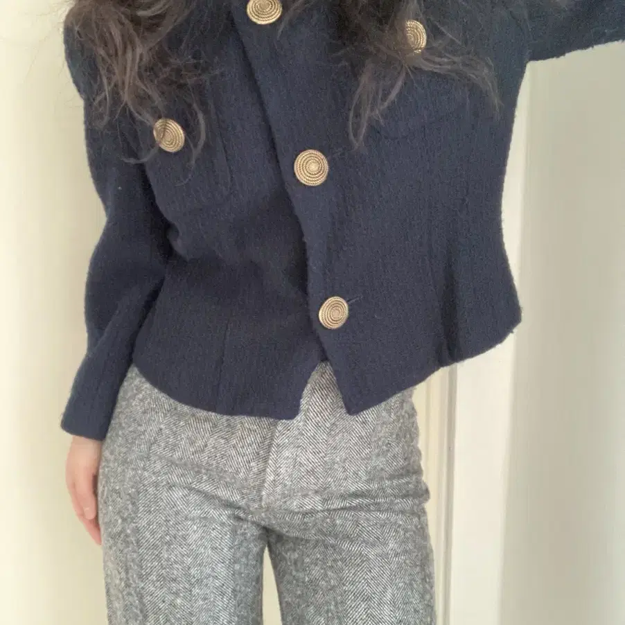 vintage golden button tweed jacket