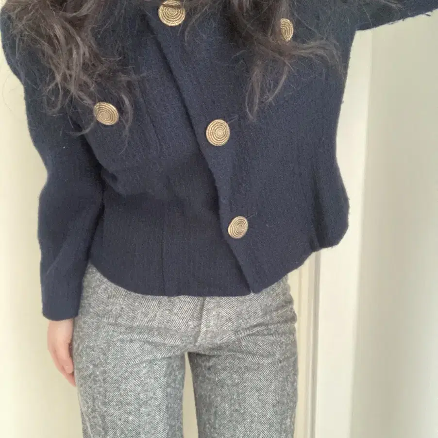 vintage golden button tweed jacket