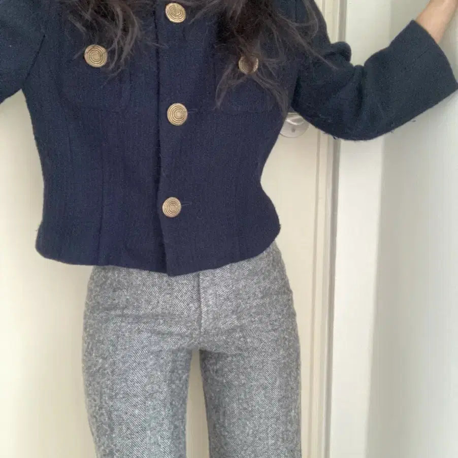 vintage golden button tweed jacket