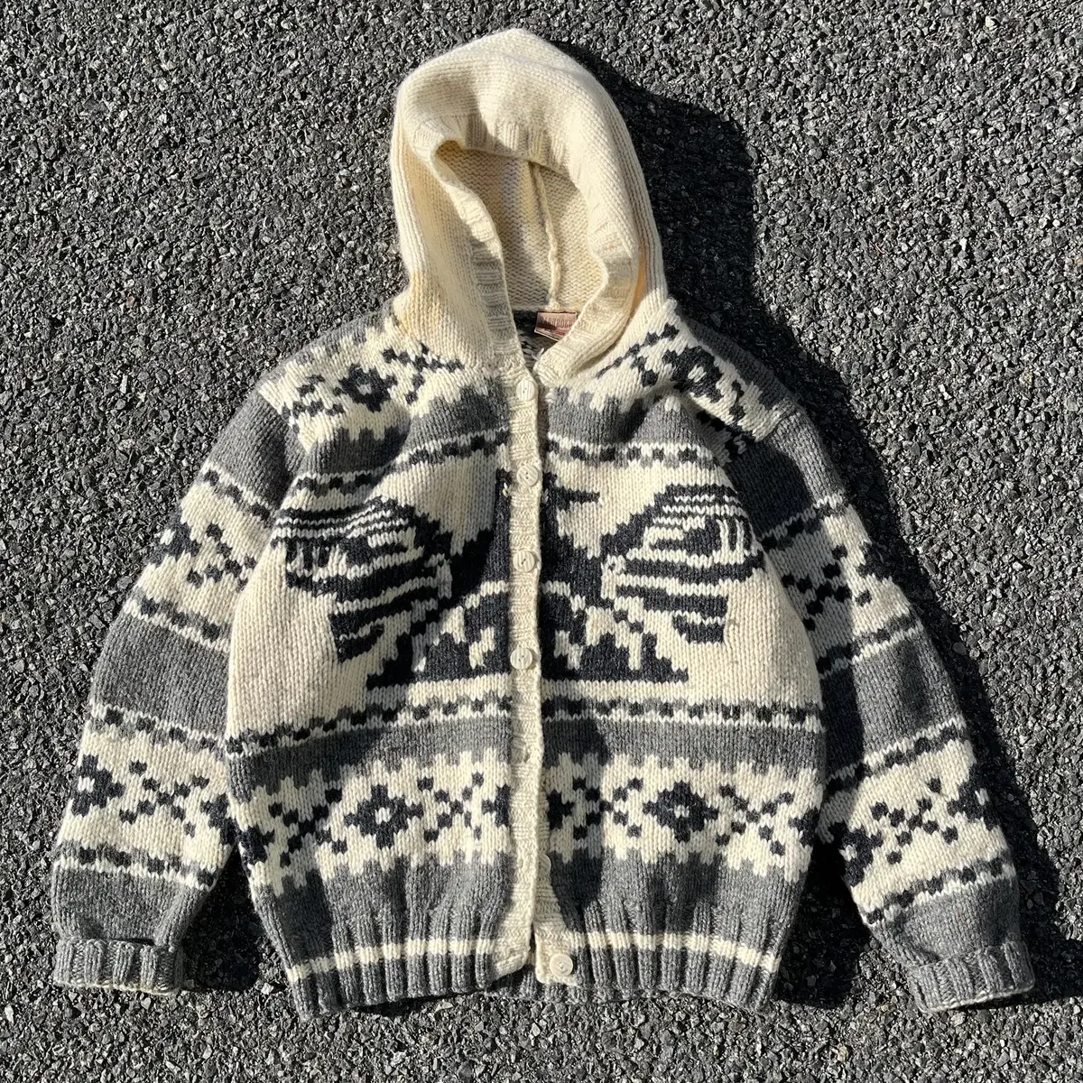 SABUROKU 90's wool knit hoodie cardigan