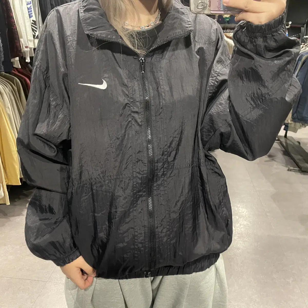 (317) NIKE 나이키 스우시 올드스 멀티바람막이 자켓 블랙