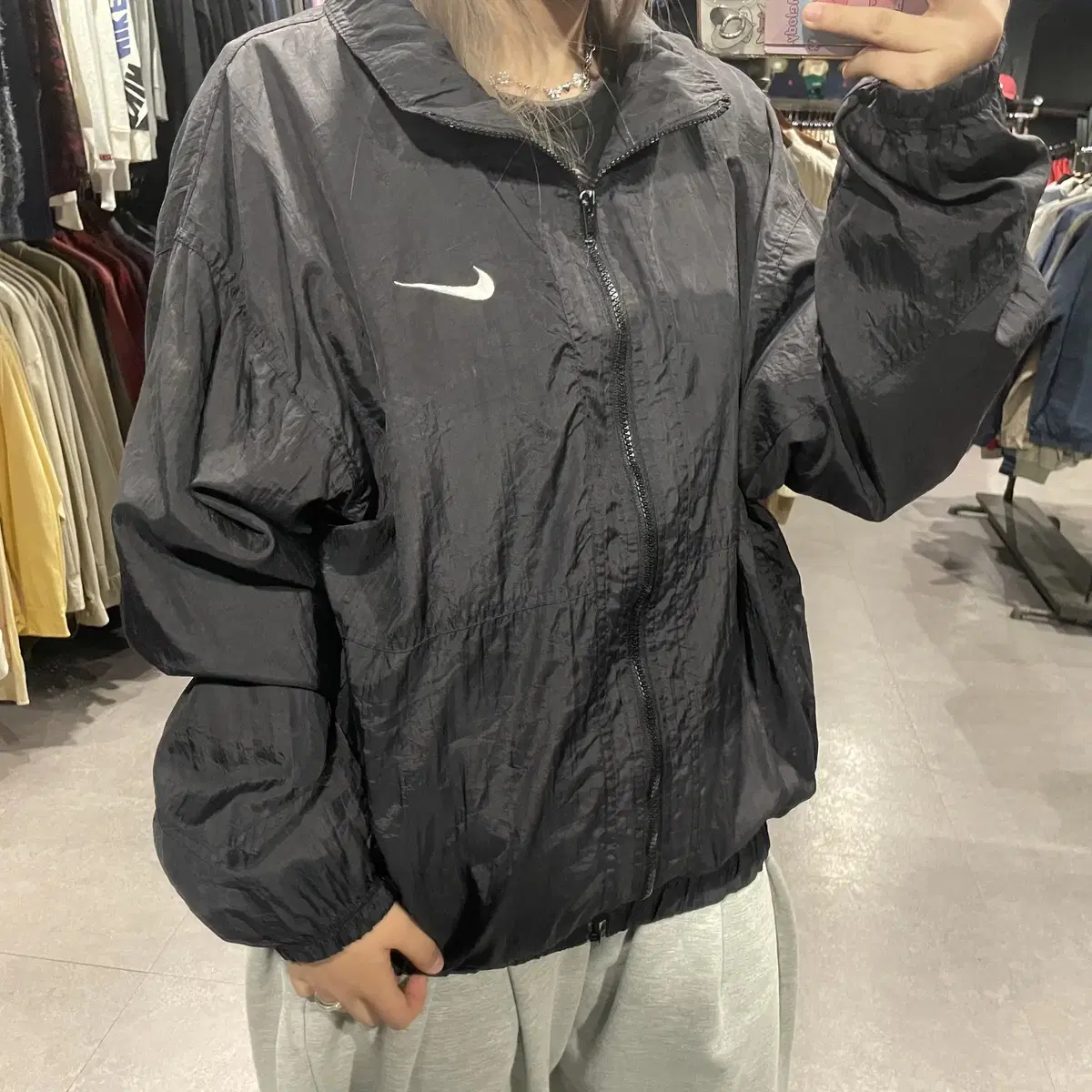 (317) NIKE 나이키 스우시 올드스 멀티바람막이 자켓 블랙