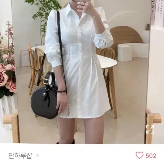 퍼프 핀턱 긴팔 셔츠 원피스