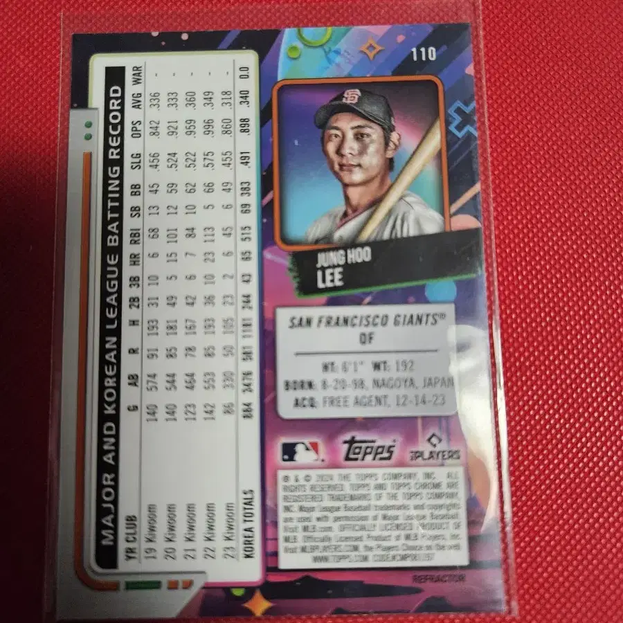 이정후 2024 Topps Cosmic 리플렉터 루키 카드