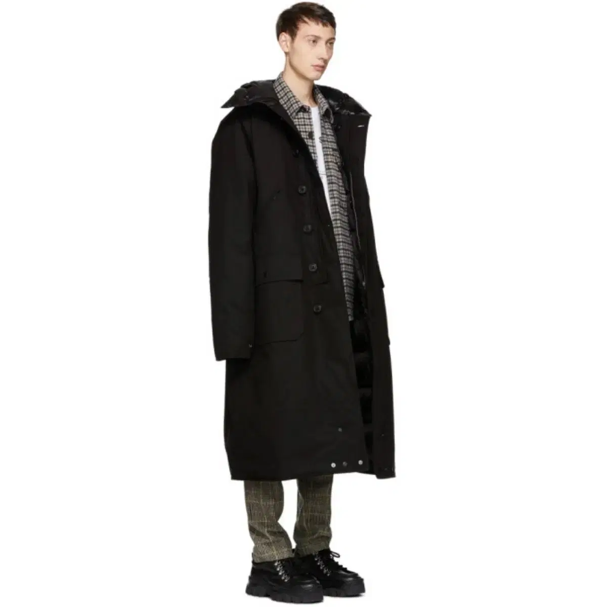 [M] R13 black long anorak puffer jacket