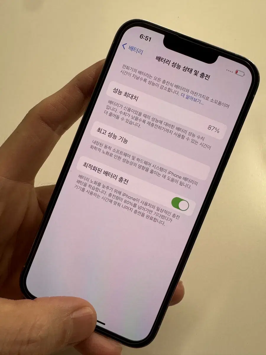 아이폰13프로 256GB 배터리 : 87