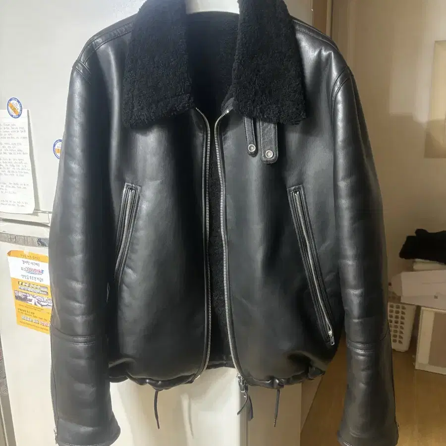 이얼즈어고 / faux leather 무톤 무스탕 블랙 / L