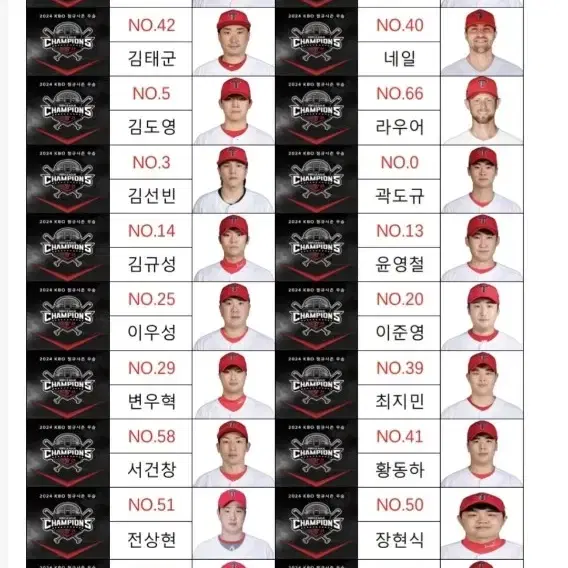 (450)2024기아타이거즈 한국시리즈 명단 이름표 네임택 제작판매