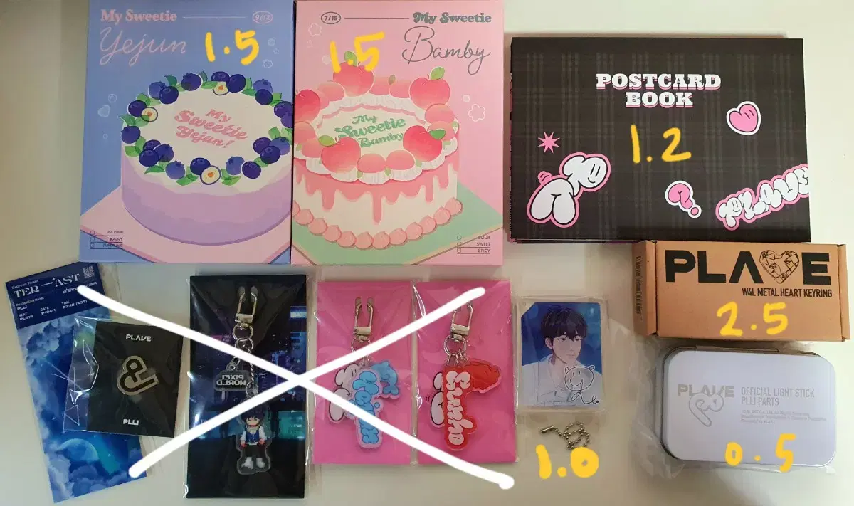 플레이브 굿즈 (삼왜md,생일키트, 키링, 애니메이트 코롯타)