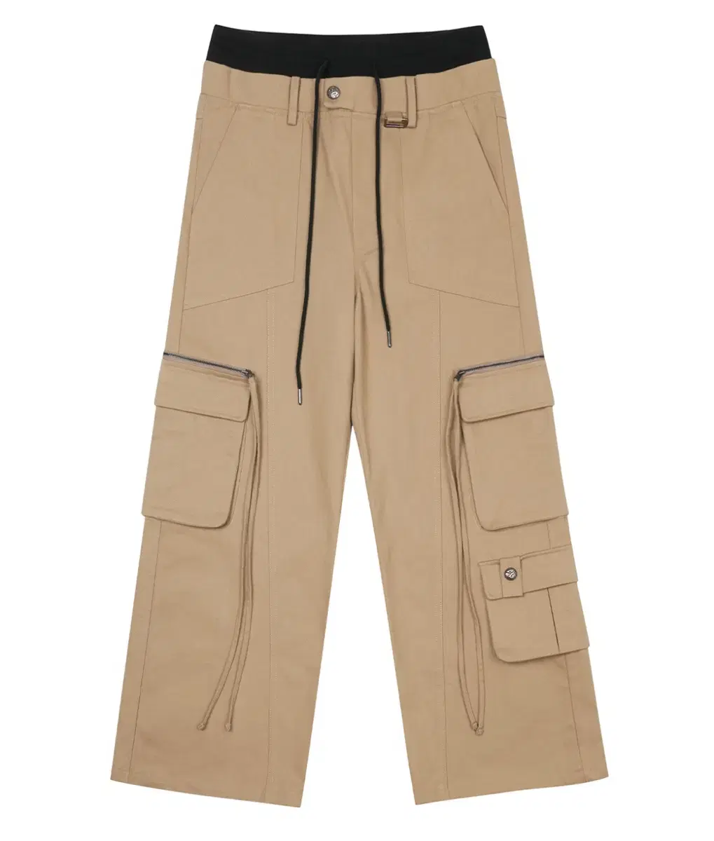 [L] LEEY Double-waisted wide-leg pants beige