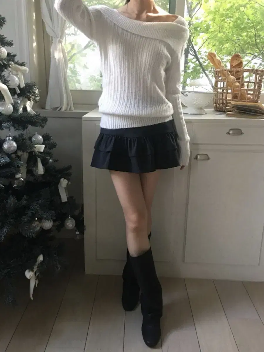 노비야카 frill mini stripe skirt pt 차콜