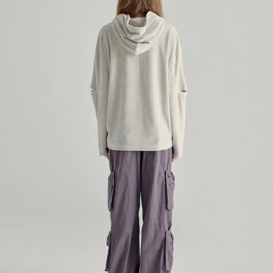 마지셔우드 SLIT SLEEVE VELOUR HOODIE 오트밀(새상품)