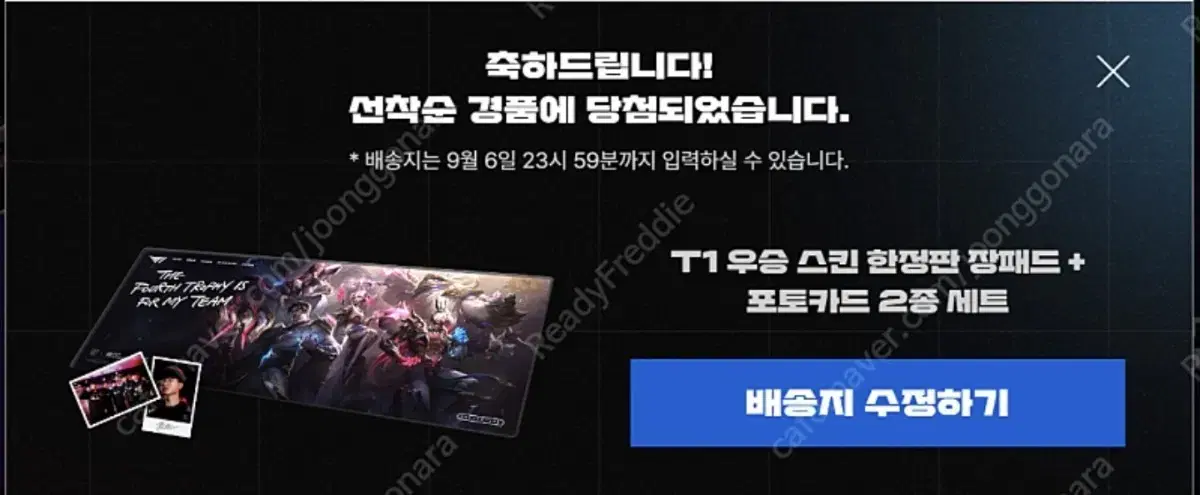 23 Worlds T1 우승 기념 장패드 + 단체&케리아 포토카드