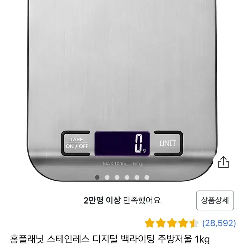 홈플래닛 스테인레스 디지털 백라이팅 주방저울 1kg