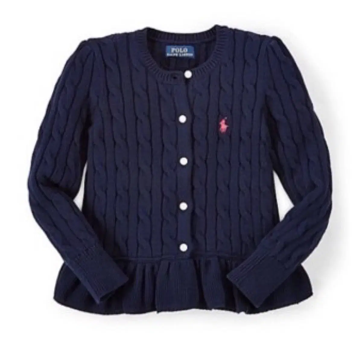 Polo Girls' Ruffle Knit Cardigan Navy L