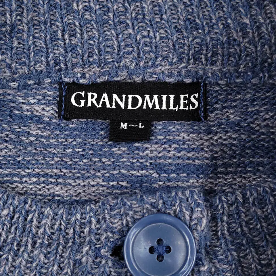 GRANDMILES 스모크블루 그레이 보카시 뜨개짜임 니트 버튼 가디건