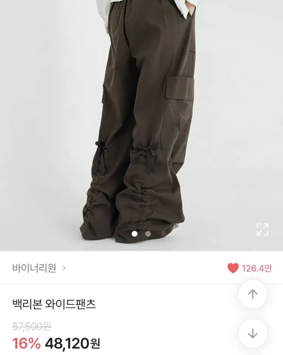 Binary One Back Ribbon Wide Cargo Pants Brown