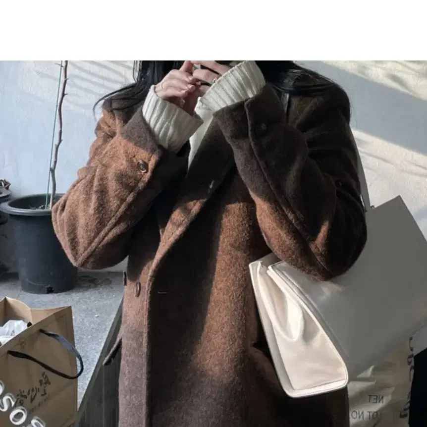 (1회착용)RRACE_Wool WideDouble Jacket_Brown