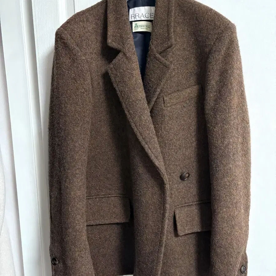 (1회착용)RRACE_Wool WideDouble Jacket_Brown