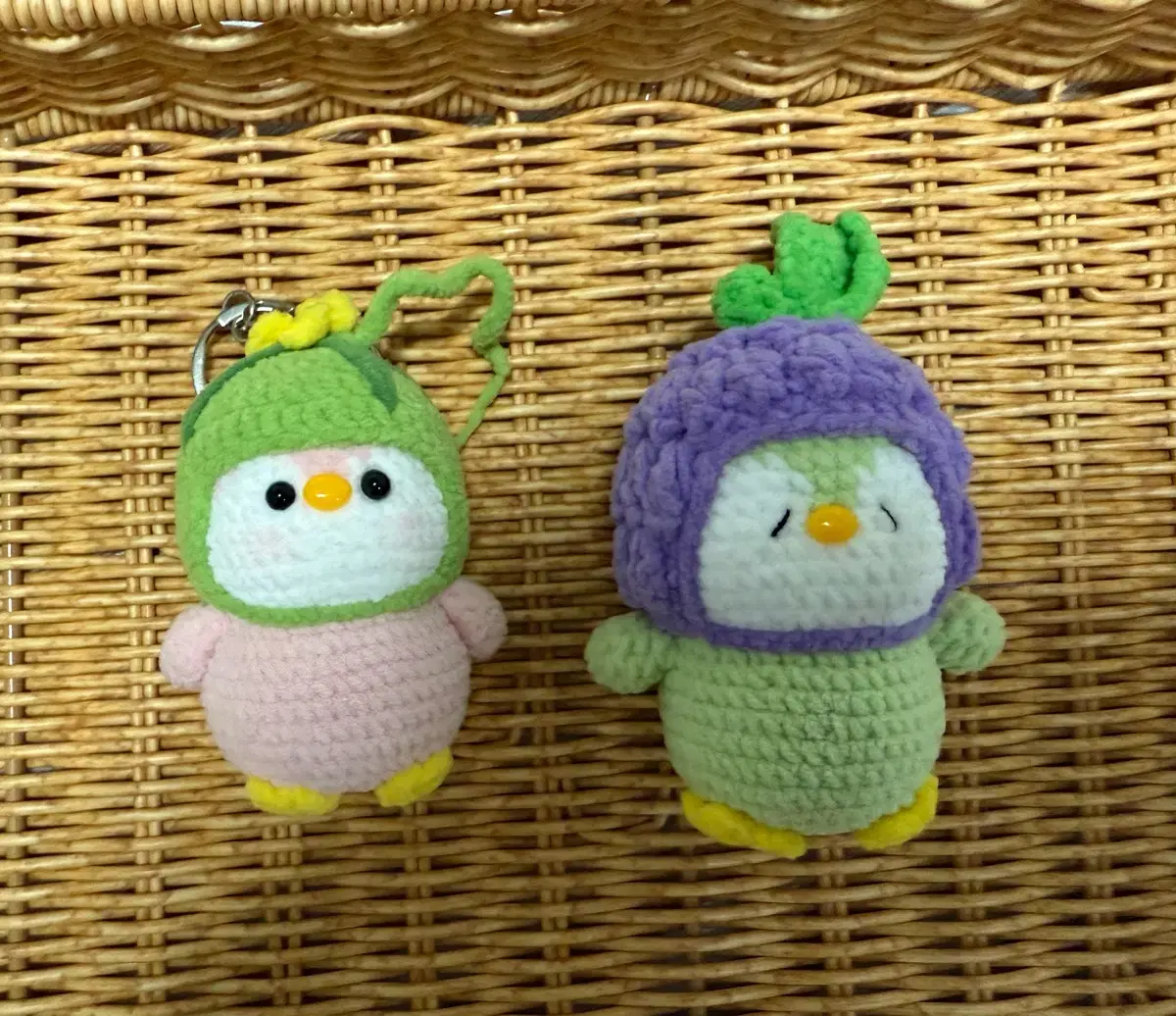 Handmade crocheted penguin keyring