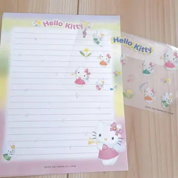 산리오 헬로키티엔젤 키티악기 트럼펫 키티편지지와 씰 세트