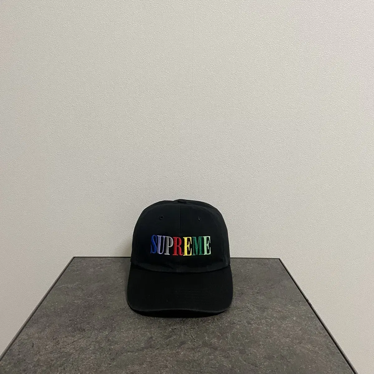 Supreme Multicolor Logo Black Ballcap Hat