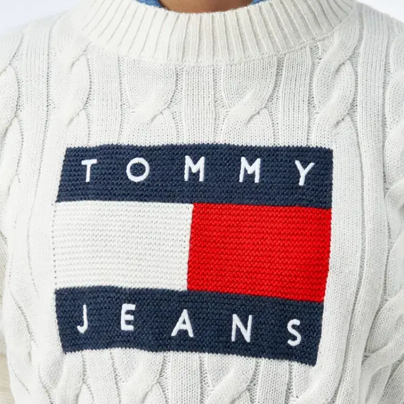 Tommyjeans: 빅 플래그 스웨터, S, 화이트(새상품 컨디션)