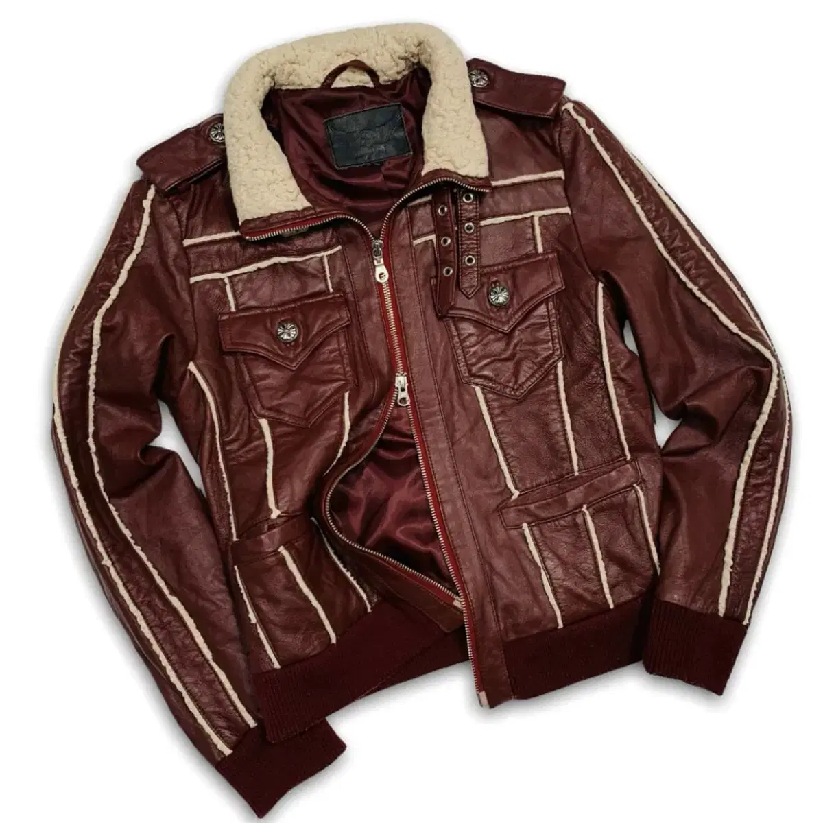 Rock Chic Red Blood Lamb Leather Jacket