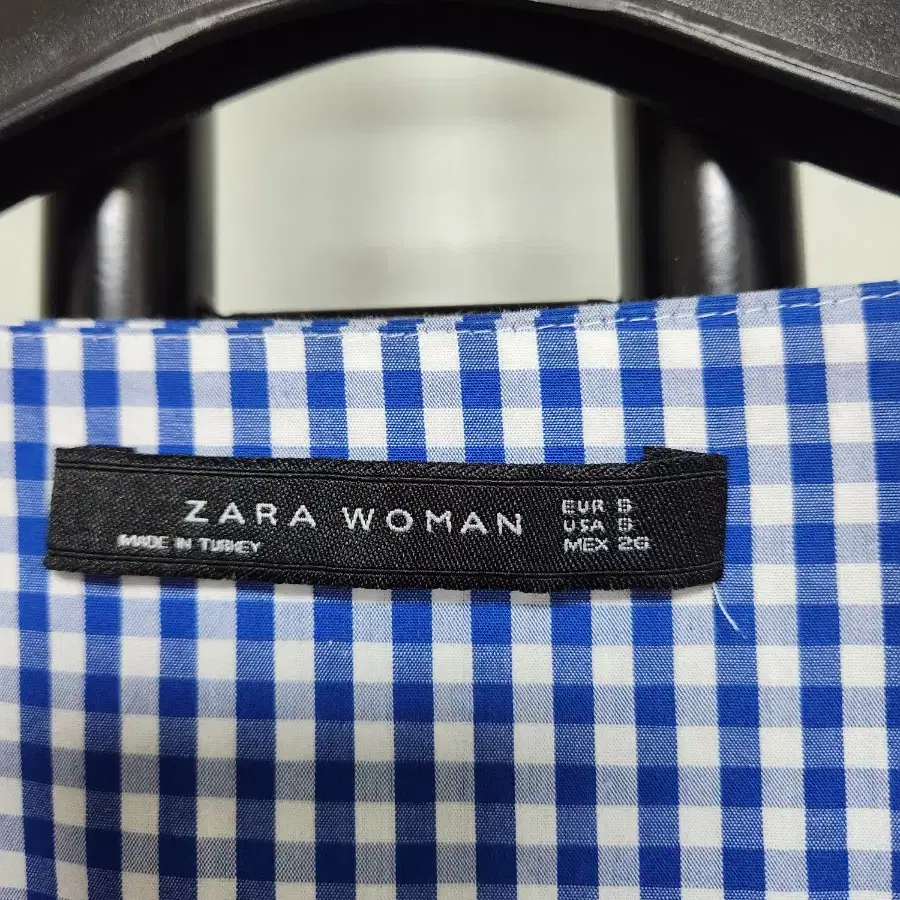 S/55 자라 ZARA  깅엄 체크 날개 소매 블라우스