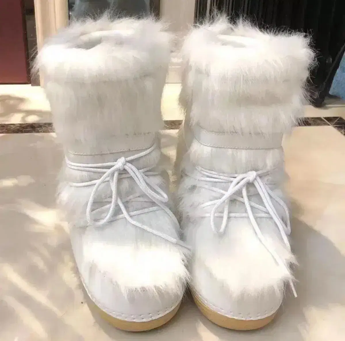 Snow Fur Boots Furry White Vintage Y2K Gyaru Dimension Angel Number 555