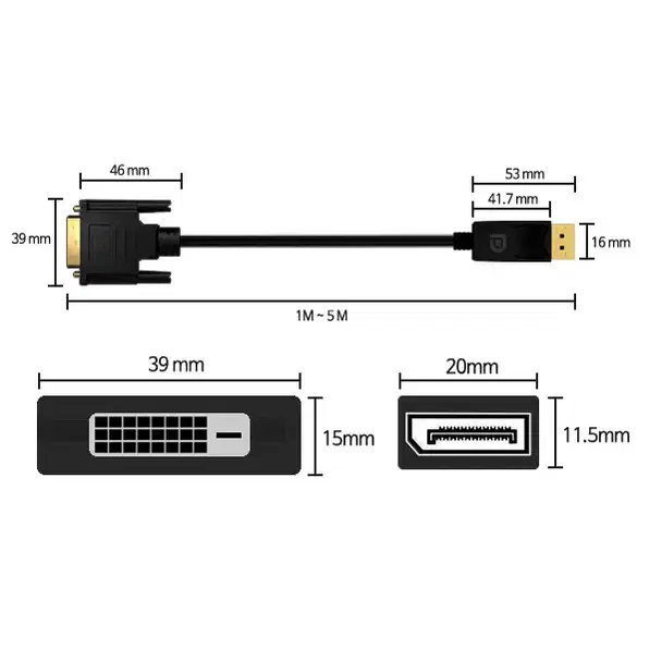DP to DVI 모니터 변환 케이블 (2m)