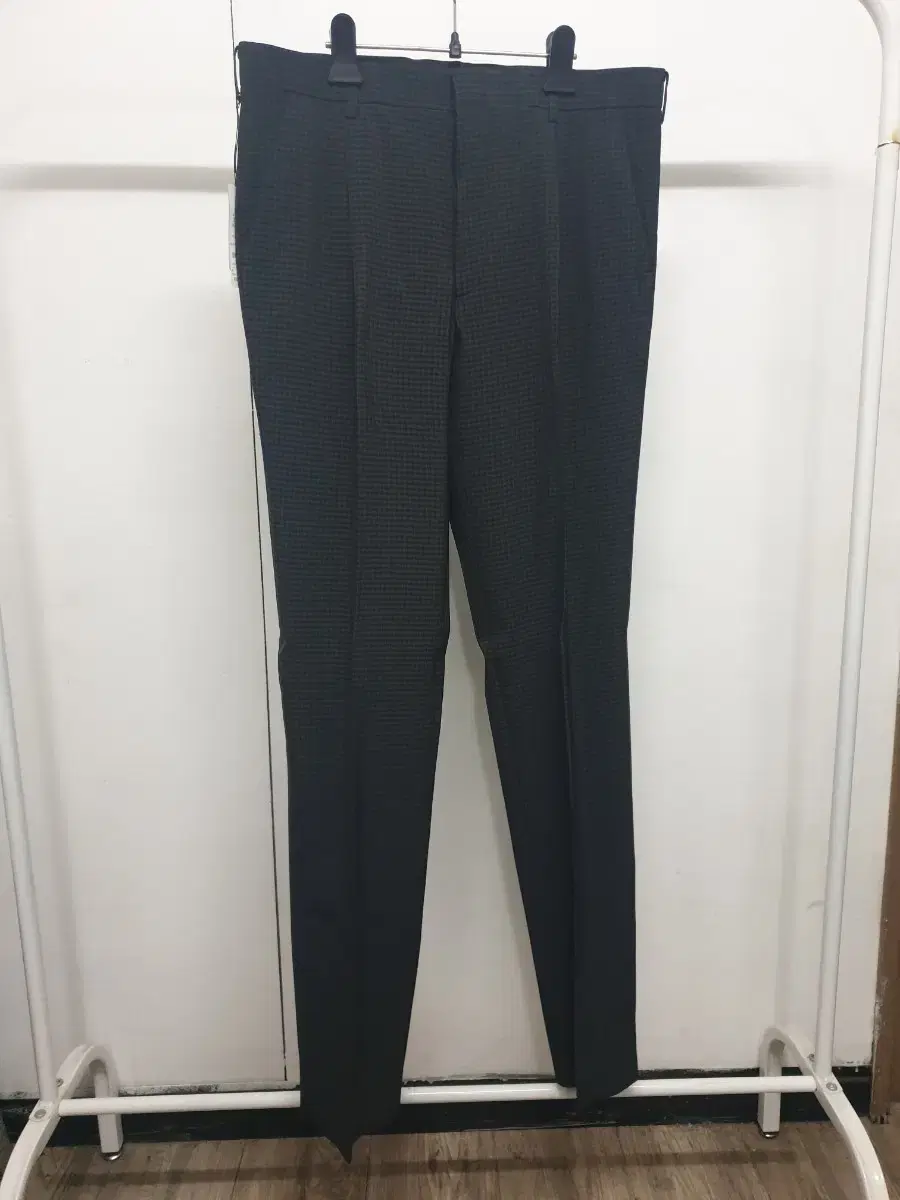 Spring and Fall Check One-Tuck Formal Pants Charcoal 34(XL) Size 289