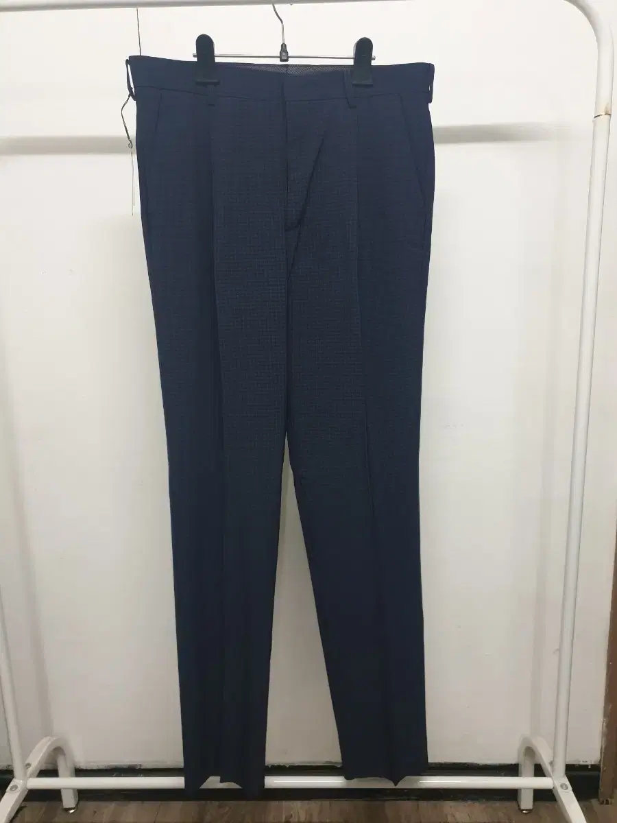 Spring and Autumn Check One-Tuck Formal Pants Navy 34(XL) Size 287