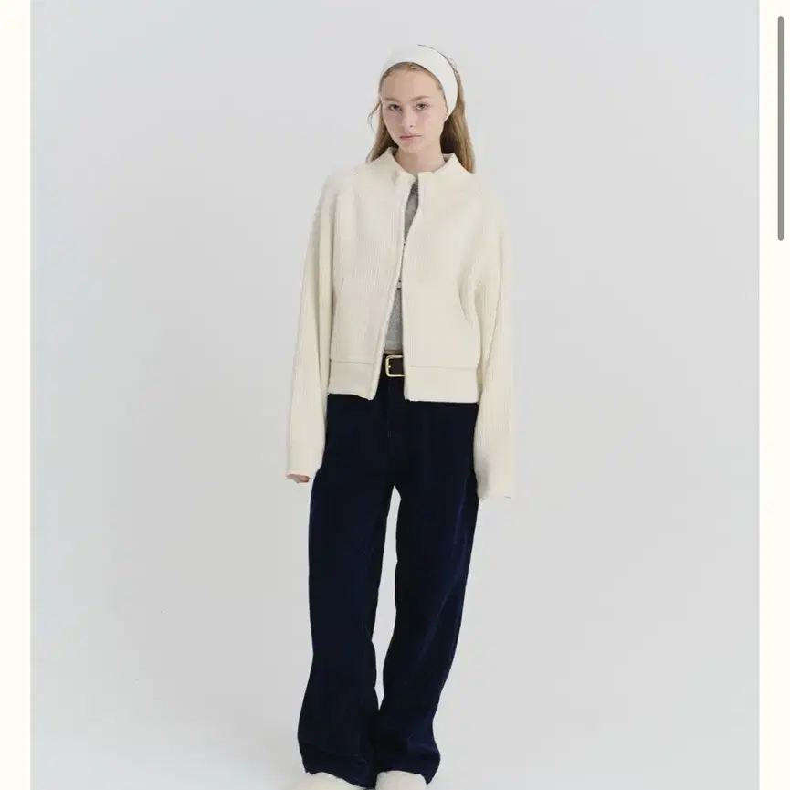 리본빛 loren zip-up knit-ivory