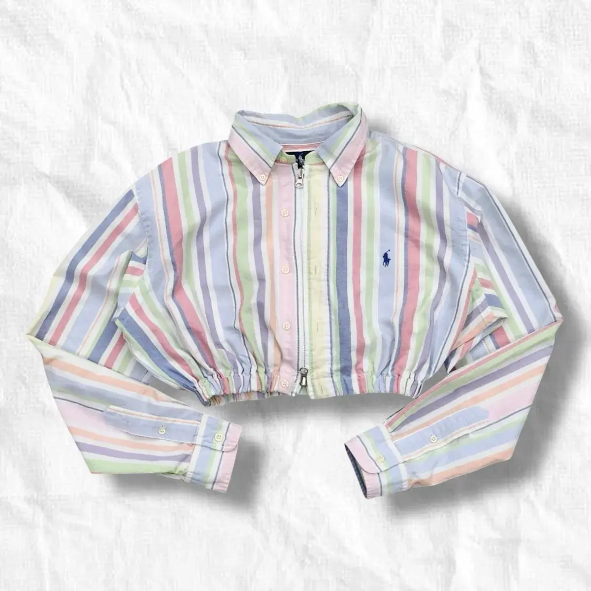 [L] Polo Ralph Lauren Vintage Stripe Crop Custom Jacket