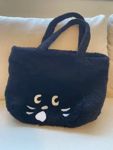 [네넷]냐옹 고양이 얼굴 디자인 토트백 빅 사이즈 블랙 네넷